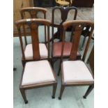 THREE OAK EARLY 20TH CENTURY DINING CHAIRS AND ONE QUEEN-ANNE STYLE CHAIR