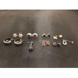 SEVEN PAIRS OF SILVER EARRINGS