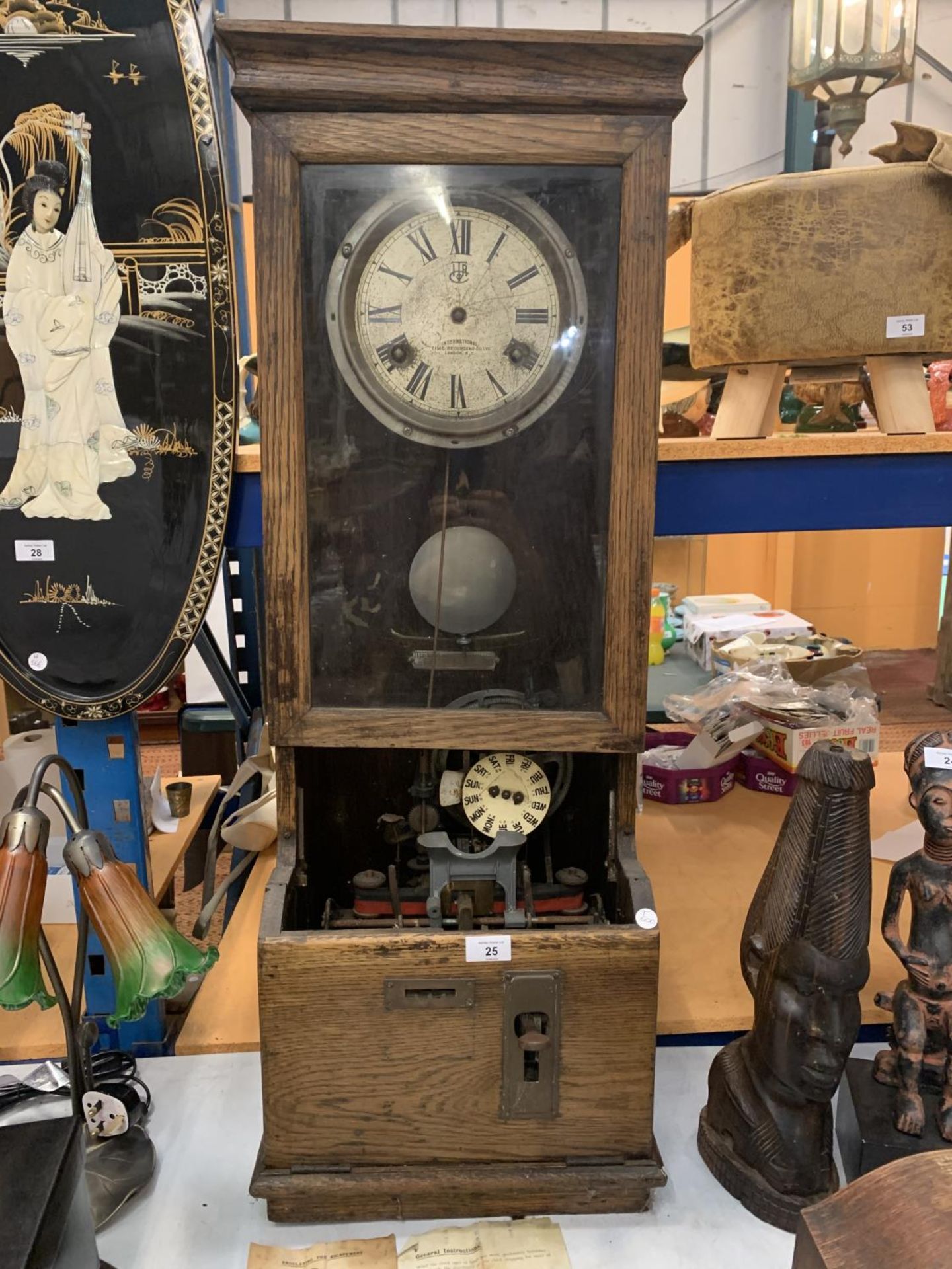 A VINTAGE GLEDHILL-BROOK, INTERNATIONAL TIME RECORDING CO LTD LONDON CLOCKING IN CLOCK