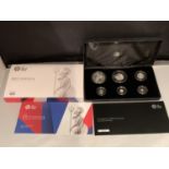 A BRITTANIA 2014 SILVER PROOF SIX COIN SET - £2, £1, 50P, 20P, 10P & 5P IN PRESENTATION BOX WITH