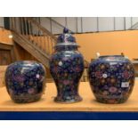 TWO LARGE VASES AND A LIDDED URN