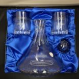 A ROYAL MAIL COMMISSION LONG SERVICE AWARD DECANTER AND PAIR OF MATCHING GLASSES