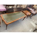 FIVE VARIOUS MODERN YEW WOOD TABLES