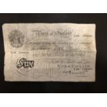 A BANK OF ENGLAND WHITE FIVE POUND, CASHIER K.O. PEPPIATT DATED 18.02.1947