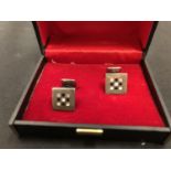 A BOXED PAIR OF SILVER CUFF LINKS