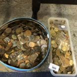 A LARGE QUANTITY OF COINS INCLUDING NUMEROUS THREE PENNY PIECES