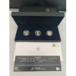 A BOXED 2013 ROYAL MINT BRITANNIA SILVER SET OF 3 POUND COINS WITH CERTIFICATE
