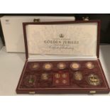 A UNITED KINGDOM GOLDEN JUBILEE THIRTEEN COIN GOLD PROOF SET IN PRESENTATION CASE WITH CERTIFICATE