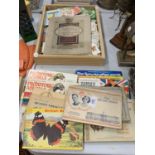 A COLLECTION OF PICTURE CARD BOOKS BOOKE BOND, IMPERIAL TOBACCO COMPANY ETC AND A BOX OF ASSORTED