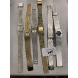 SIX SILVER AND GOLD COLOURED METAL LADIES WRISTWATCHES
