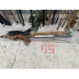 VARIOUS FISHING RODS AND ROD BAGS