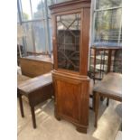 A MAHOGANY ASTRAGAL GLAZED CORNER CABINET