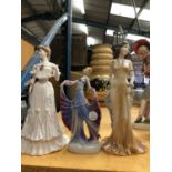 A COALPORT 'TOPAZ' LADY FIGURINE, A COALPORT LA BELLE EPOQUE COLLECTION 'LADY ROSE' FIGURINE AND A