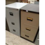 TWO THREE DRAWER METAL FILING CABINETS