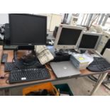 VARIOUS COMPUTER PARTS TO INCLUDE MONITORS, KEYPADS ETC