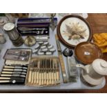 AN ECLECTIC ASSORTMENT OF VARIOUS ITEMS TO INCLUDE A DRIED FLOWER PICTURE, KATIE WINKLE RETRO COFFEE