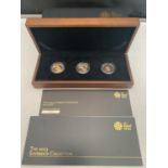 A BOXED 2013 ROYAL MINT BRITANNIA GOLD 3 COIN SOVEREIGN SET, SOVEREIGN, HALF SOVEREIGN AND QUARTER