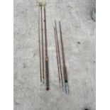 TWO SPLIT CANE TWO PIECE FISHING RODS (ATTENTION REQUIRED TO SOME EYELET BINDING)