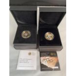 TWO SILVER PROOF £2 COINS IN PRESENTATION BOXES WITH CERTIFICATES