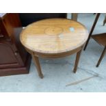 A SATINWOOD SHERATON REVIVAL CIRCULAR OCCASIONAL TABLE, CROSSBANDED IN ROSEWOOD AND INLAID WITH