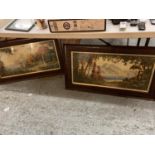 TWO LANDSCAPE PRINTS WITH ORNATE WOODEN FRAMES