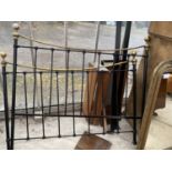 A VICTORIAN STYLE 5' BRASS AND IRON BED HEAD AND FOOT