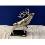 AN IMPRESSIVE CHROME STAG ON A MARBLE BASE