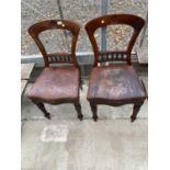 A PAIR OF LATE VICTORIAN MAHOGANY DINING CHAIRS