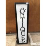 AN ILLUMINATED 'ANTIQUES' SIGN
