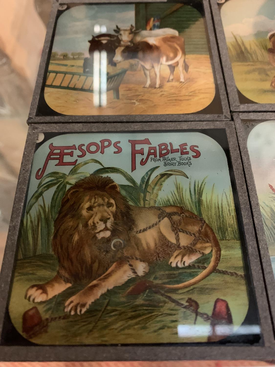 TWO OF THE JUNIOR SERIES OF LECTURERS' COLOURED MAGIC LANTERN SLIDES TO INCLUDE AESOP'S FABLES - Image 7 of 8