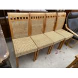 A SET OF FOUR MODERN 'MGM' DINING CHAIRS WITH WICKER SEATS AND BACKS