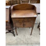 A 19TH CENTURY MAHOGANY GALLERY BACK NIGHT CUPBOARD, ON TURNED LEGS, 24" WIDE