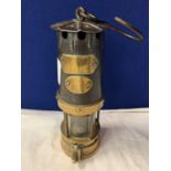 A VINTAGE J H NAYLOR HEAVY BRASS MINER'S LAMP