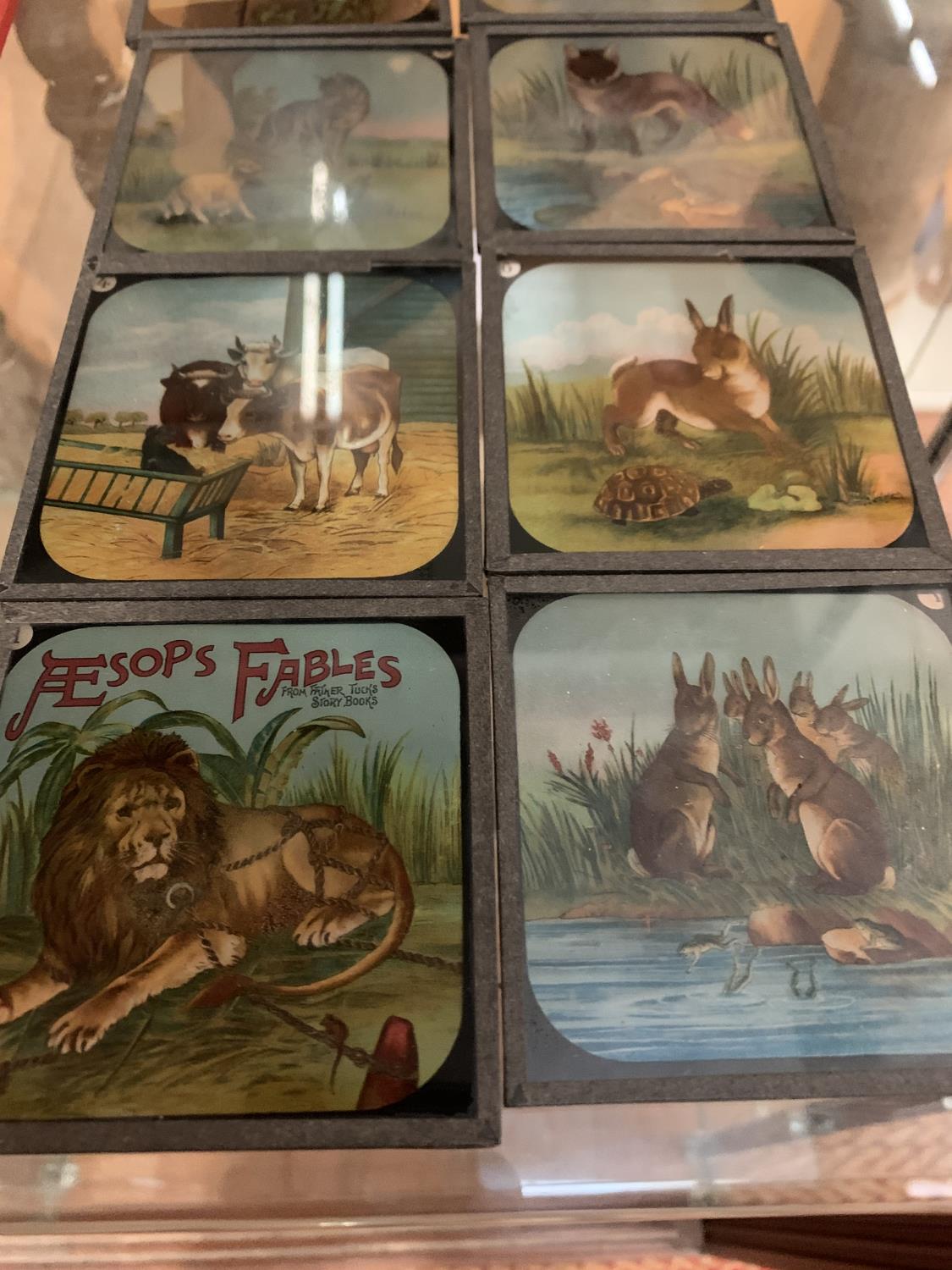 TWO OF THE JUNIOR SERIES OF LECTURERS' COLOURED MAGIC LANTERN SLIDES TO INCLUDE AESOP'S FABLES - Image 6 of 8