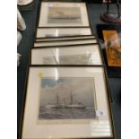 A SERIES OF PRINTS DEPICTING BRITISH BATTLESHIPS TO ALSO INCLUDE SECOND CLASS CRUISER HMS LATONA