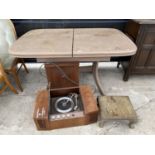 A GARRARD 2000 TURNTABLE, EXTENDING DINING TABLE AND A MAHOGANY FOOTSTOOL