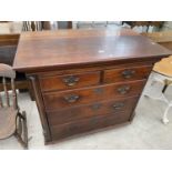 A GEORGE III MAHOGANY CHEST OF TWO SHORT AND THREE GRADUATED DRAWERS, 42" WIDE