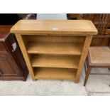 A MODERN OAK OPEN BOOKCASE, 28" WIDE