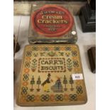 TWO VINTAGE BISCUIT TINS, JACOBS CREAM CRACKERS AND CARRS