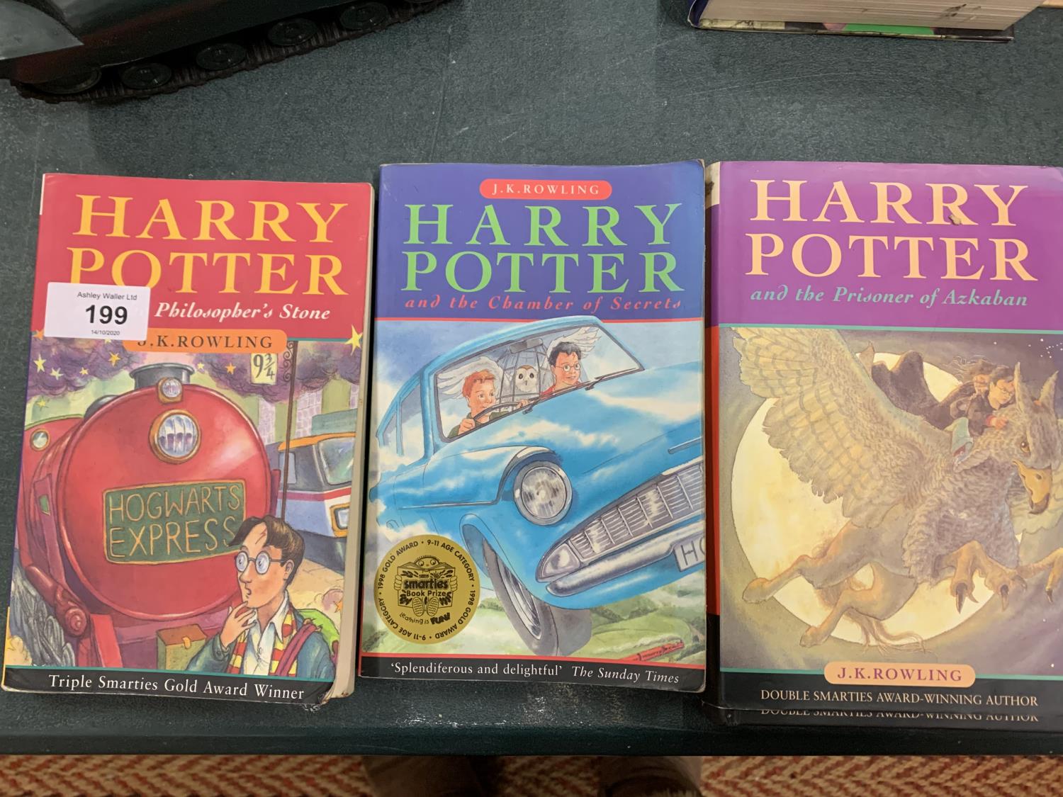 A TRIO OF BOOKS FROM THE HARRY POTTER SERIES: 'THE PRISONER OF AZKABAN', 'THE CHAMBER OF SECRETS'