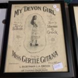 A FRAMED POSTER 'MY DEVON GIRL SUNG BY MISS GERTIE GITANA'