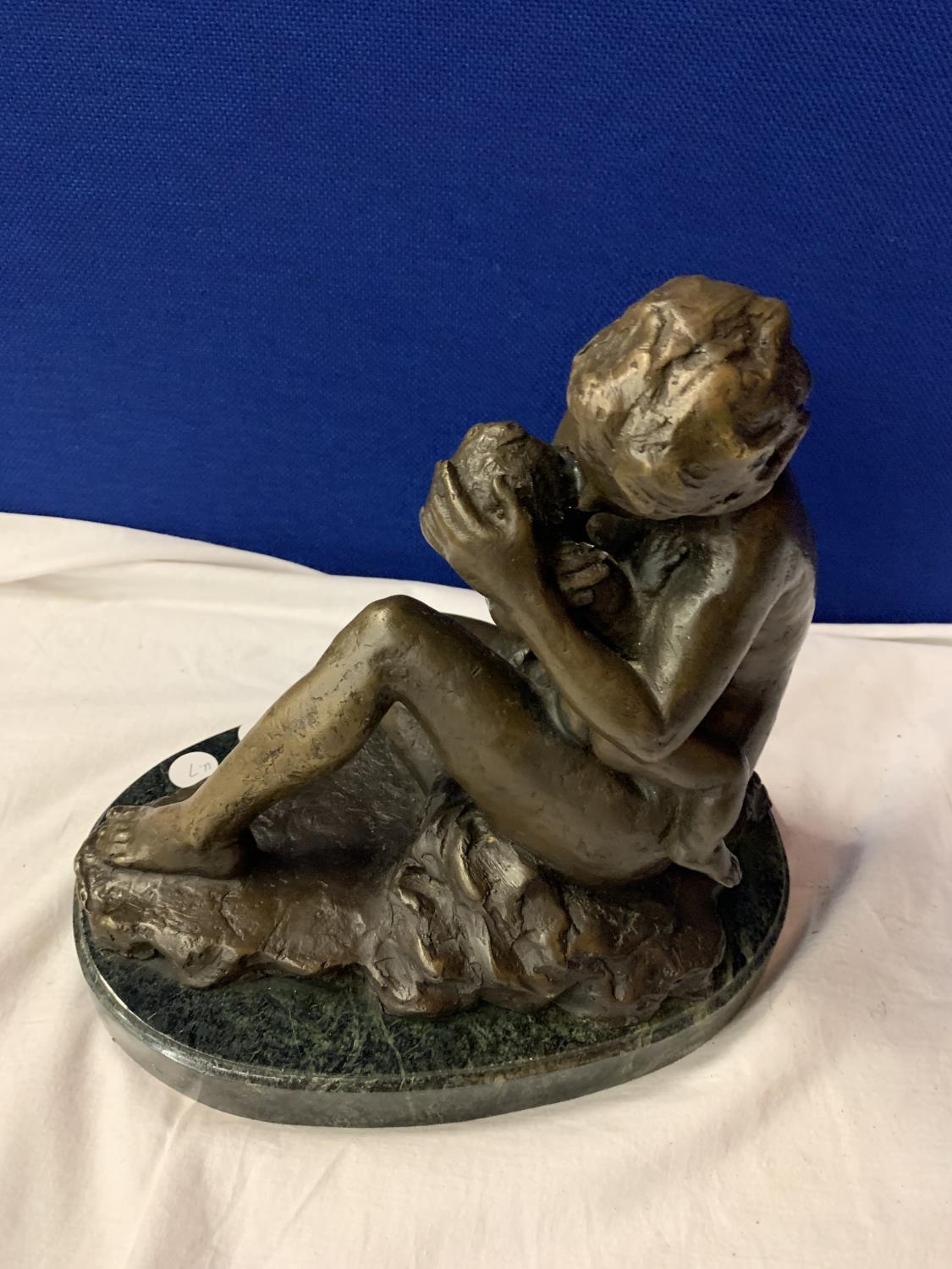 A BRONZE FIGURINE OF A MOTHER AND CHILD SIGNED RUBIN - Image 3 of 4