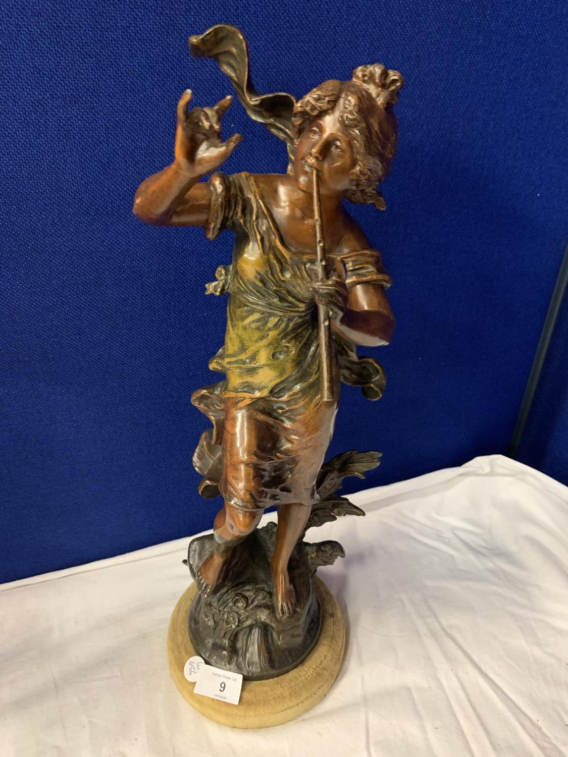 TWO LARGE SPELTER ORNAMENTS DEPICTING ANGELS - Image 3 of 5