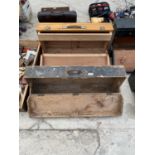 TWO VINTAGE WOODEN JOINERS CHESTS