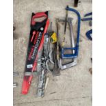 HAND SAWS, LARGE DRILL BITS, ALLEN KEYS ETC.