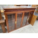 AN ORIENTAL STYLE FOUR DOOR BOOKCASE TOP, 62" WIDE