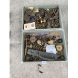 TWO BOXES OF VARIOUS VINTAGE DOOR KNOBS AND FURNITURE