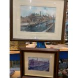 TWO FRAMED PRINTS DEPICTING THE JOSIAH WEDGEWOOD FACTORY, ETRURIA