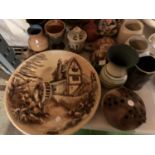 A LARGE ASSORTMENT OF EARTHENWARE AND POTTERY ITEMS ETC
