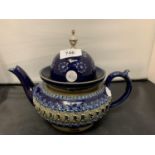 A DOULTON LAMBETH TEAPOT (LID A/F SEE PICTURE)